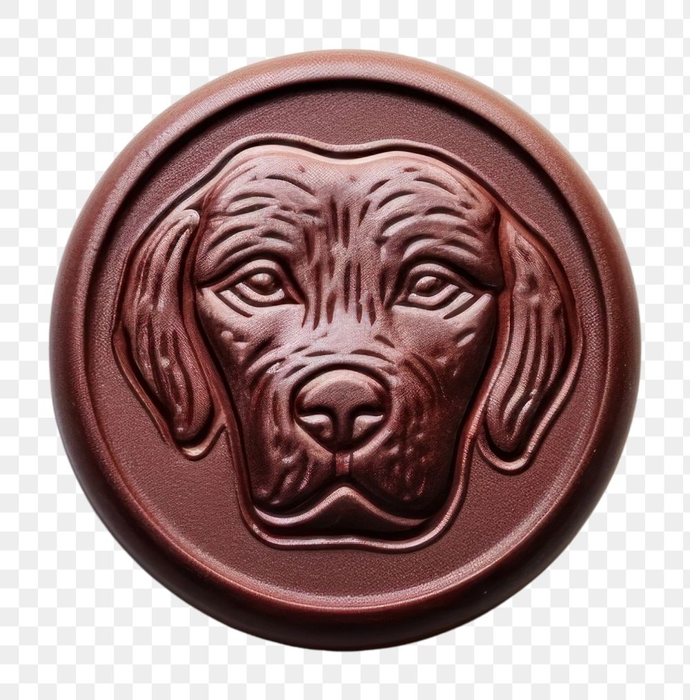 PNG  Seal Wax Stamp side dog face craft white background representation.
