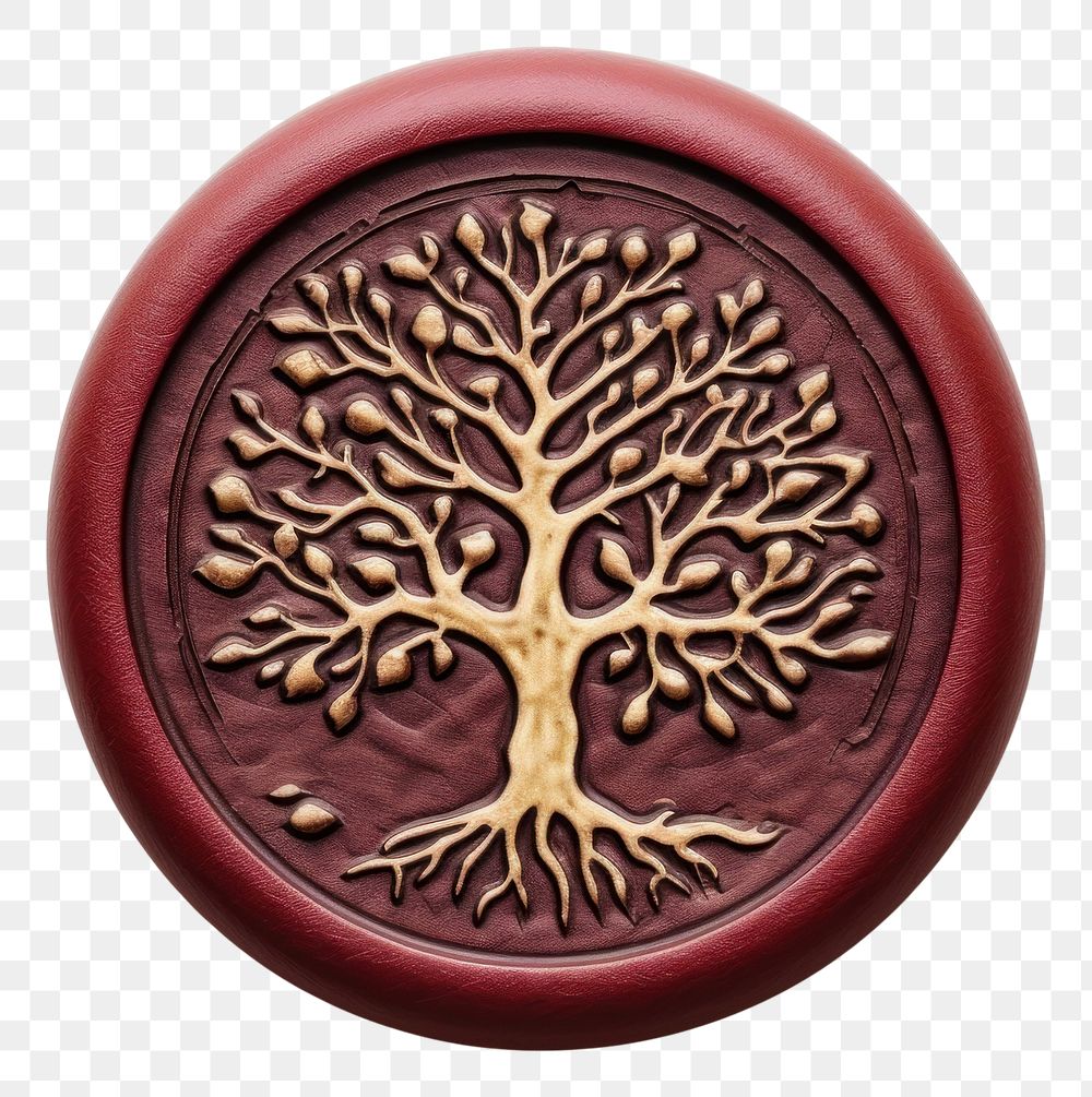 PNG  Seal Wax Stamp tree jewelry locket white background.