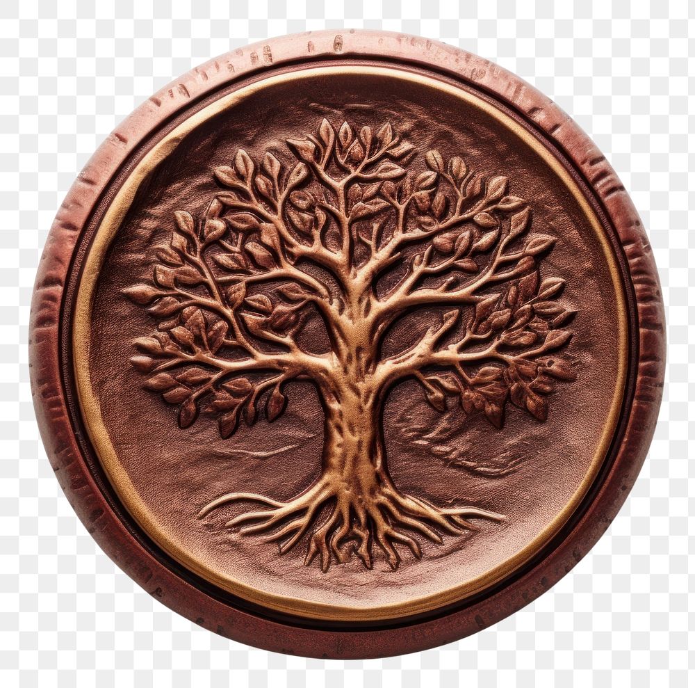 PNG  Seal Wax Stamp tree jewelry locket bronze.