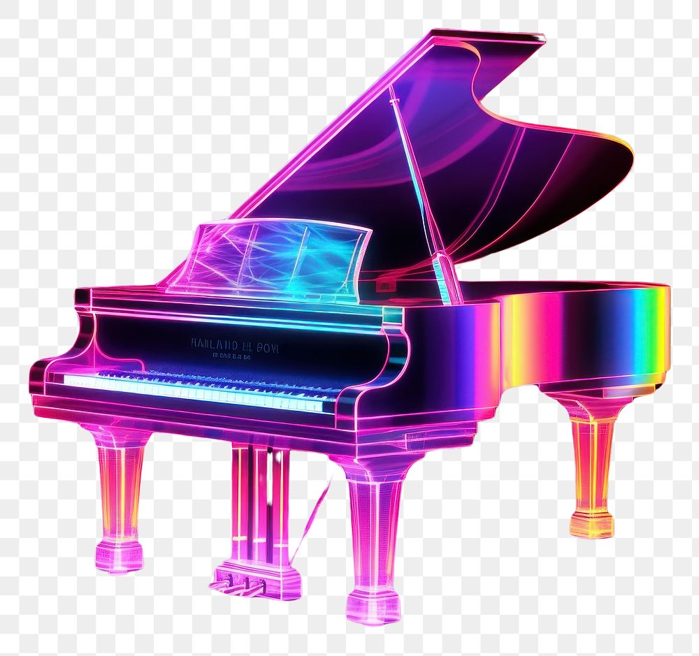 PNG  Piano piano keyboard neon. AI generated Image by rawpixel.