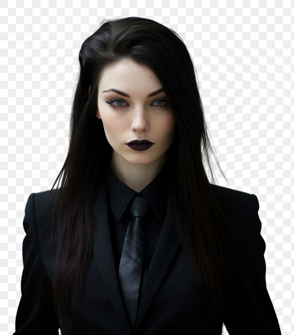 PNG  Corporate goth portrait adult photo. AI generated Image by rawpixel.