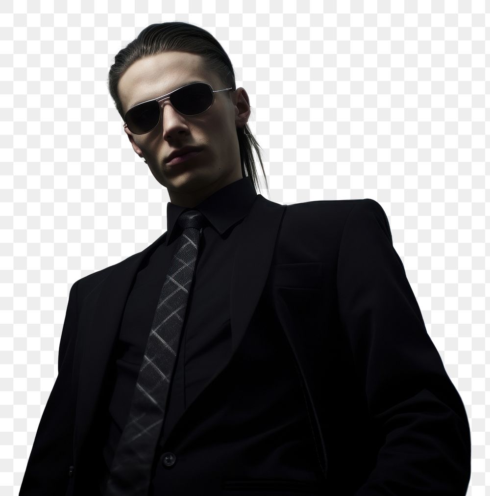 PNG  Corporate goth sunglasses portrait blazer. AI generated Image by rawpixel.