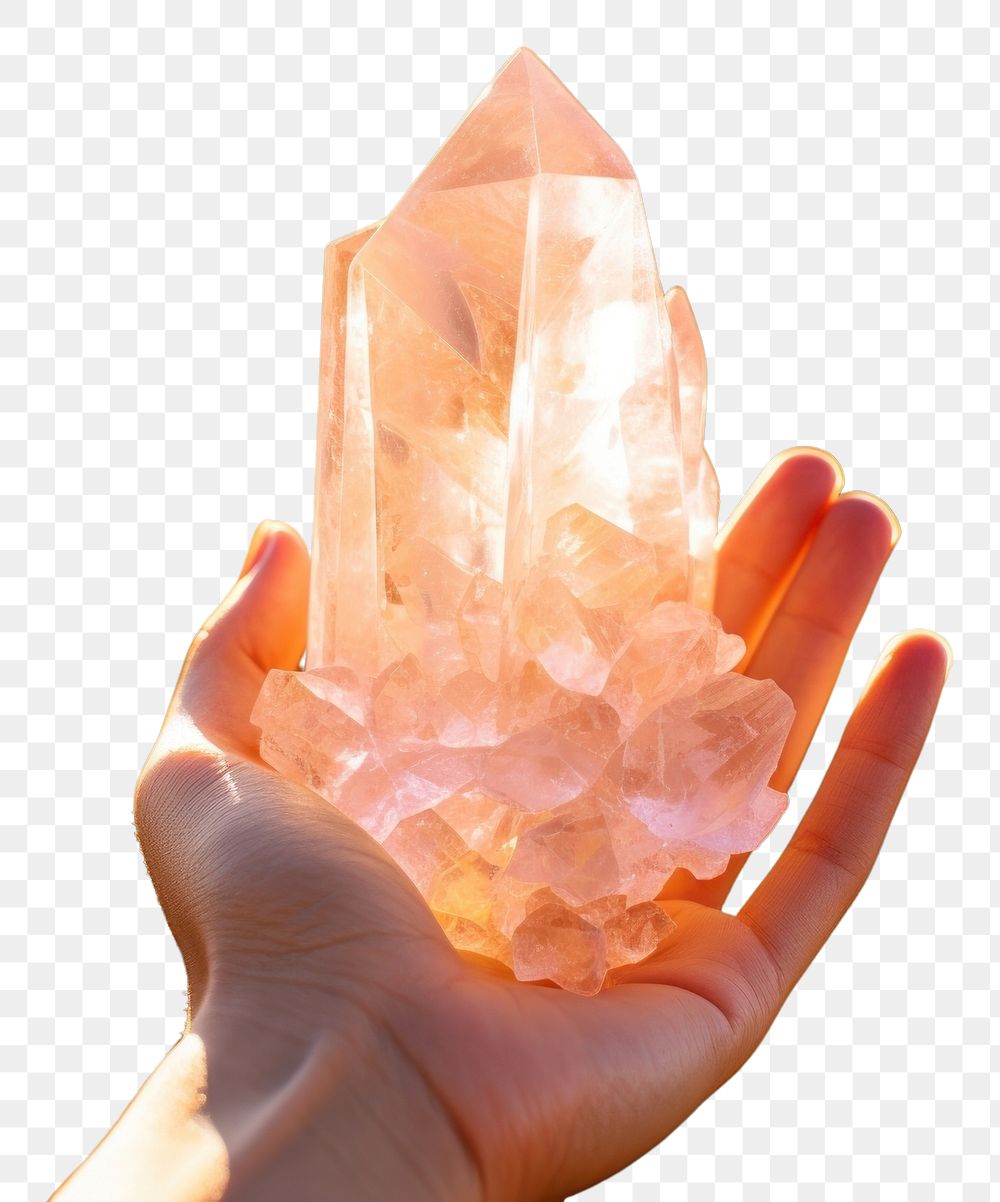 PNG  Healing crystal mineral holding quartz. AI generated Image by rawpixel.