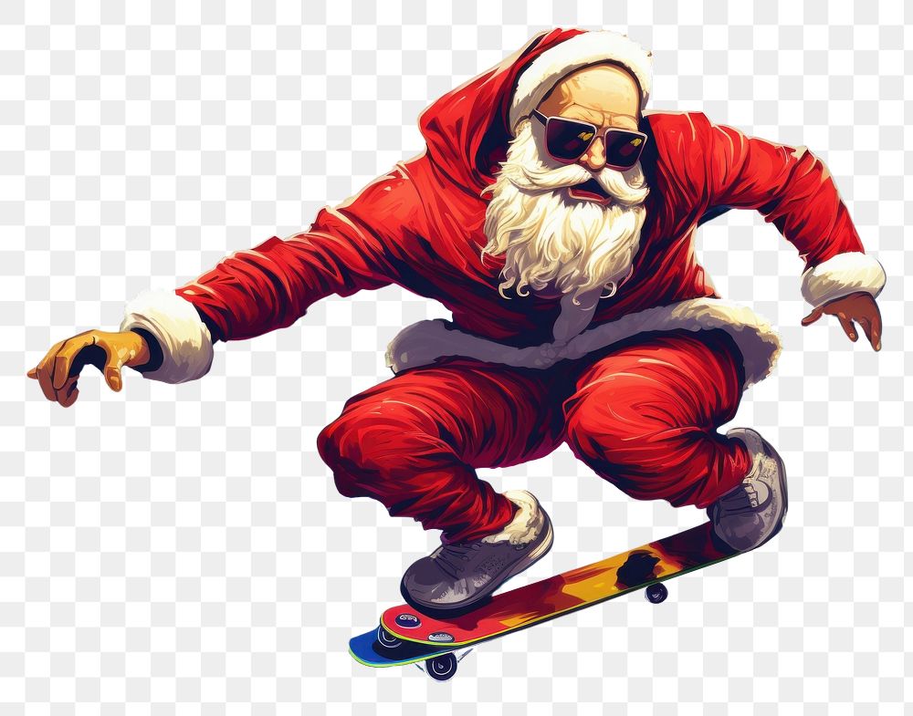 PNG Santa skateboard adult snow. AI generated Image by rawpixel.