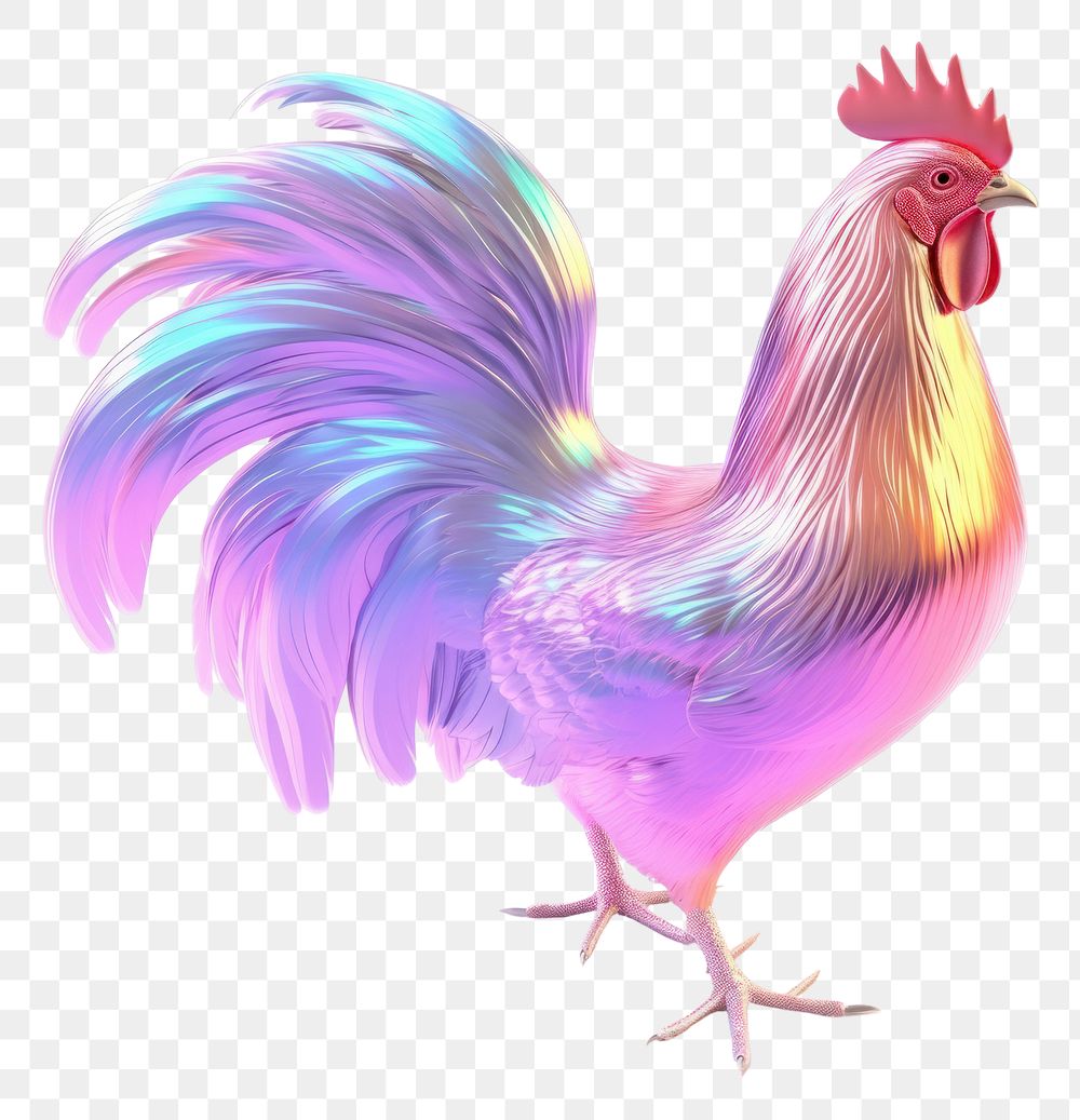 PNG  Chicken iridescent poultry animal bird.