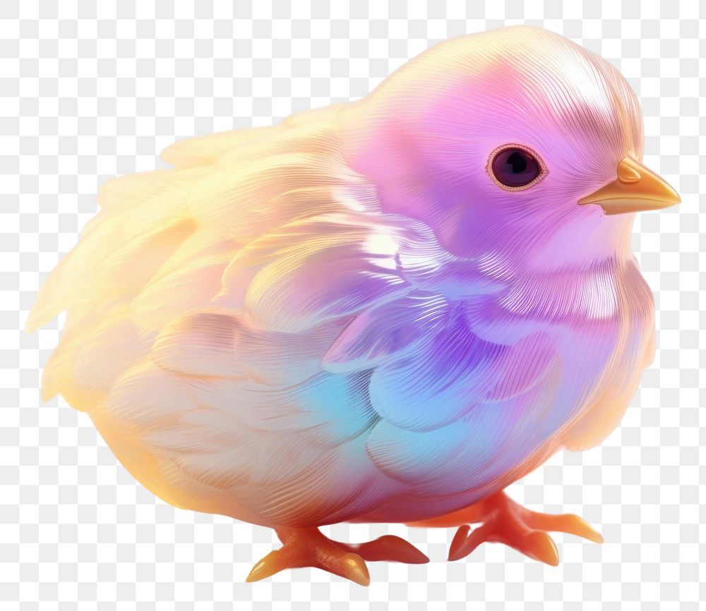 PNG  Baby chick iridescent animal bird representation.