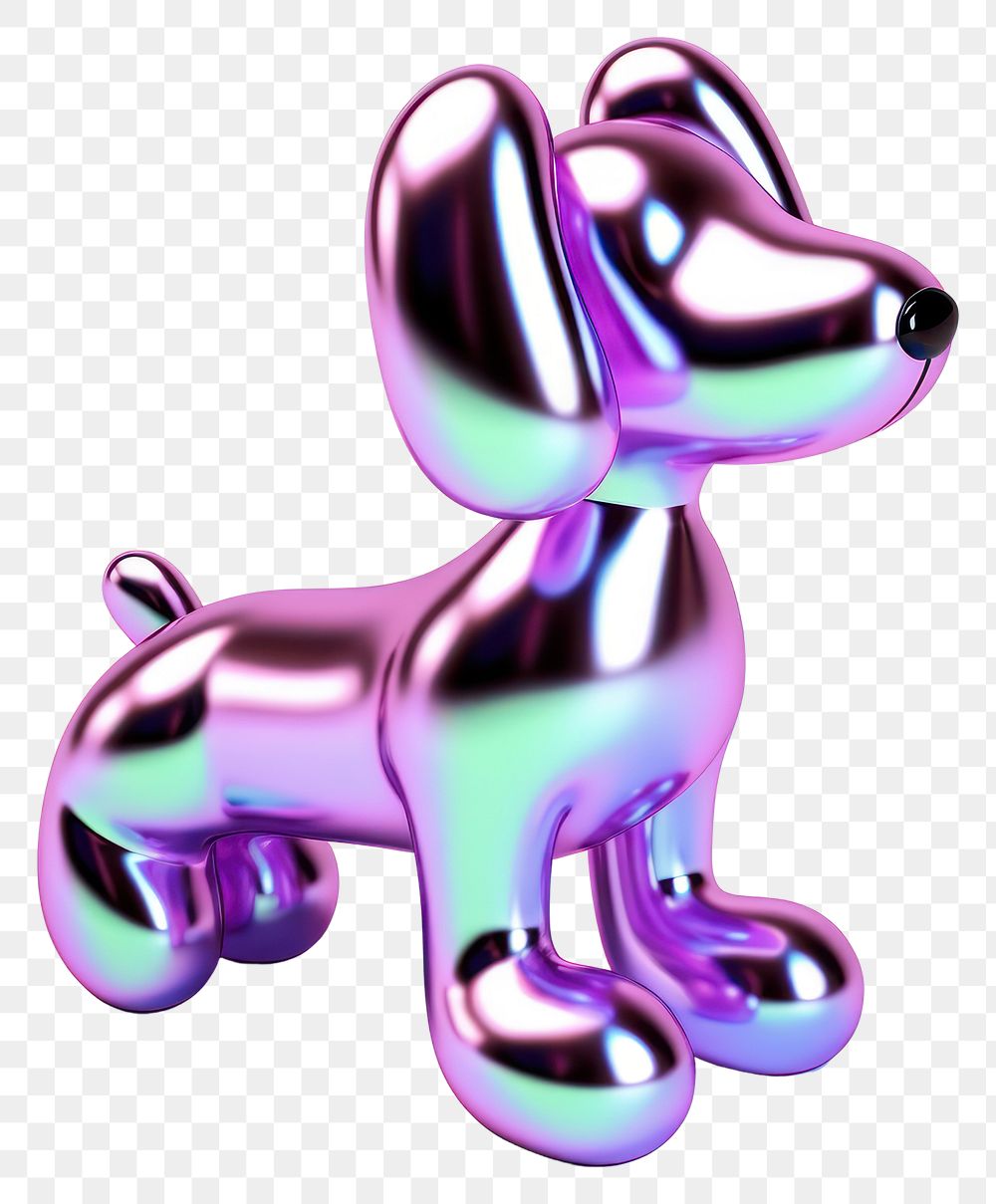 PNG Balloon dog figurine purple toy.