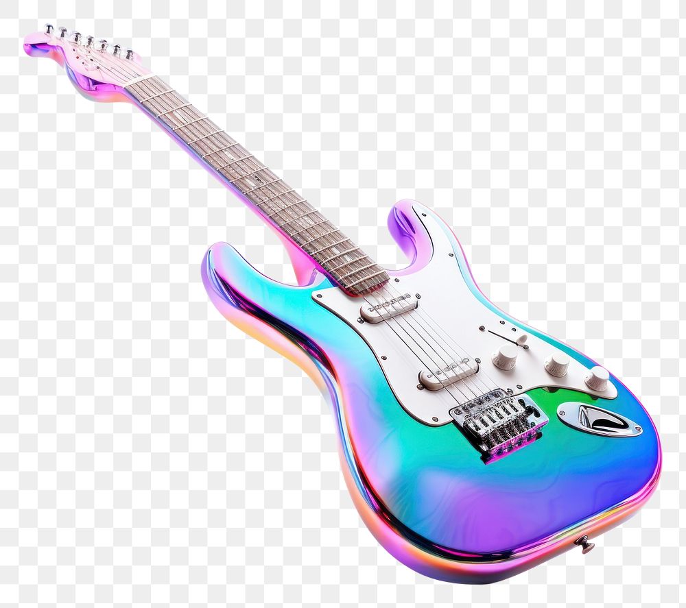 PNG  Guitar iridescent white background string purple.