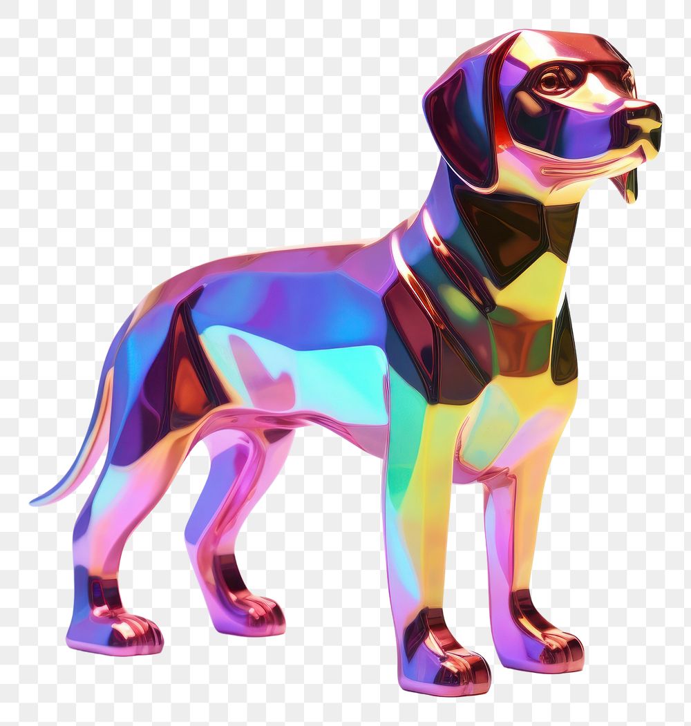 PNG  Dog sculpture iridescent mammal animal hound.