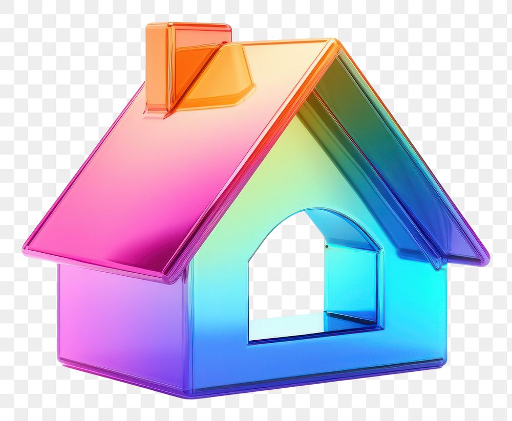 PNG  House icon iridescent white background architecture playhouse.