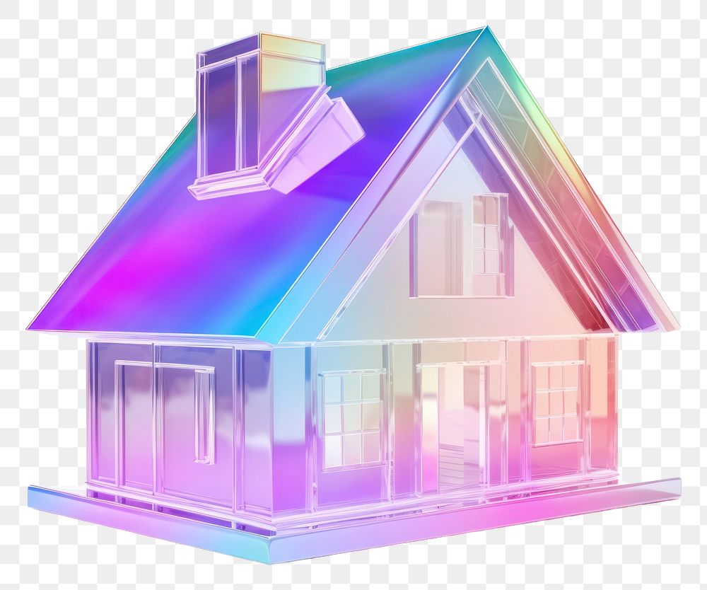 PNG  House iridescent architecture building purple.