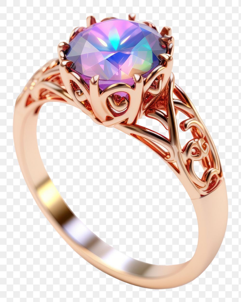 PNG  Opal ring iridescent gemstone jewelry white background.