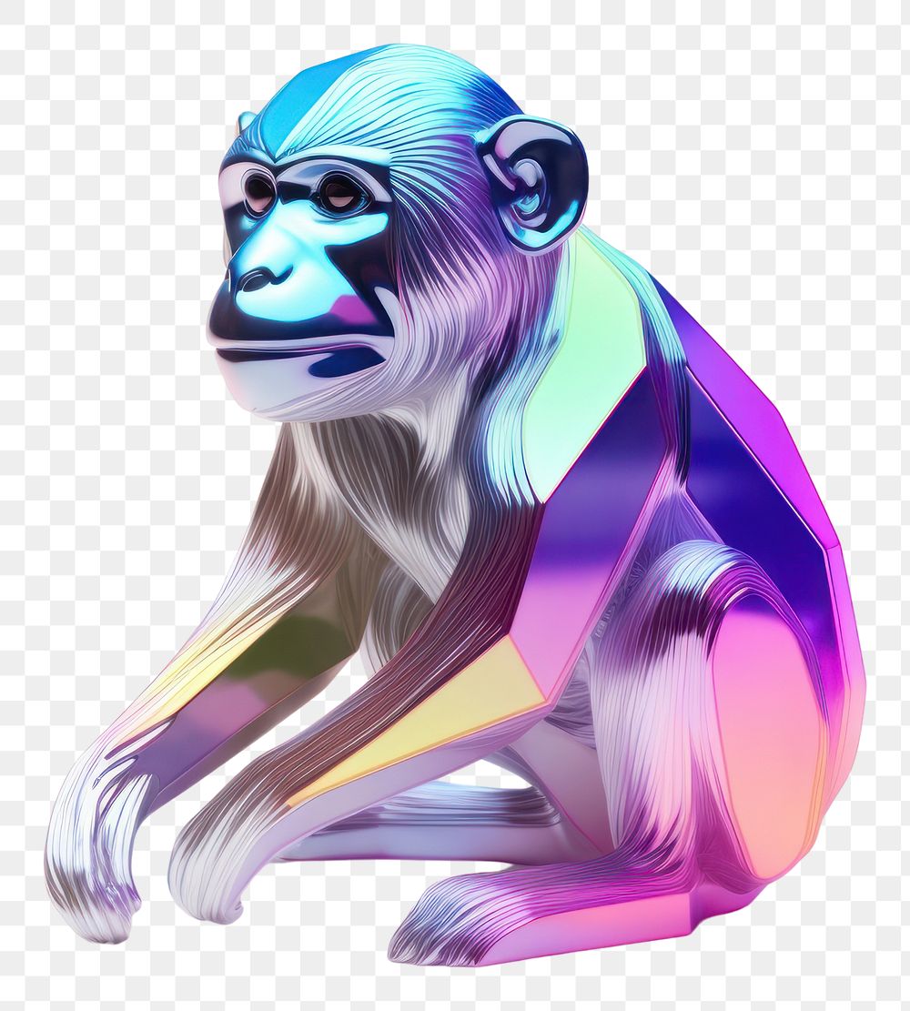PNG  Monkey icon iridescent wildlife animal mammal.