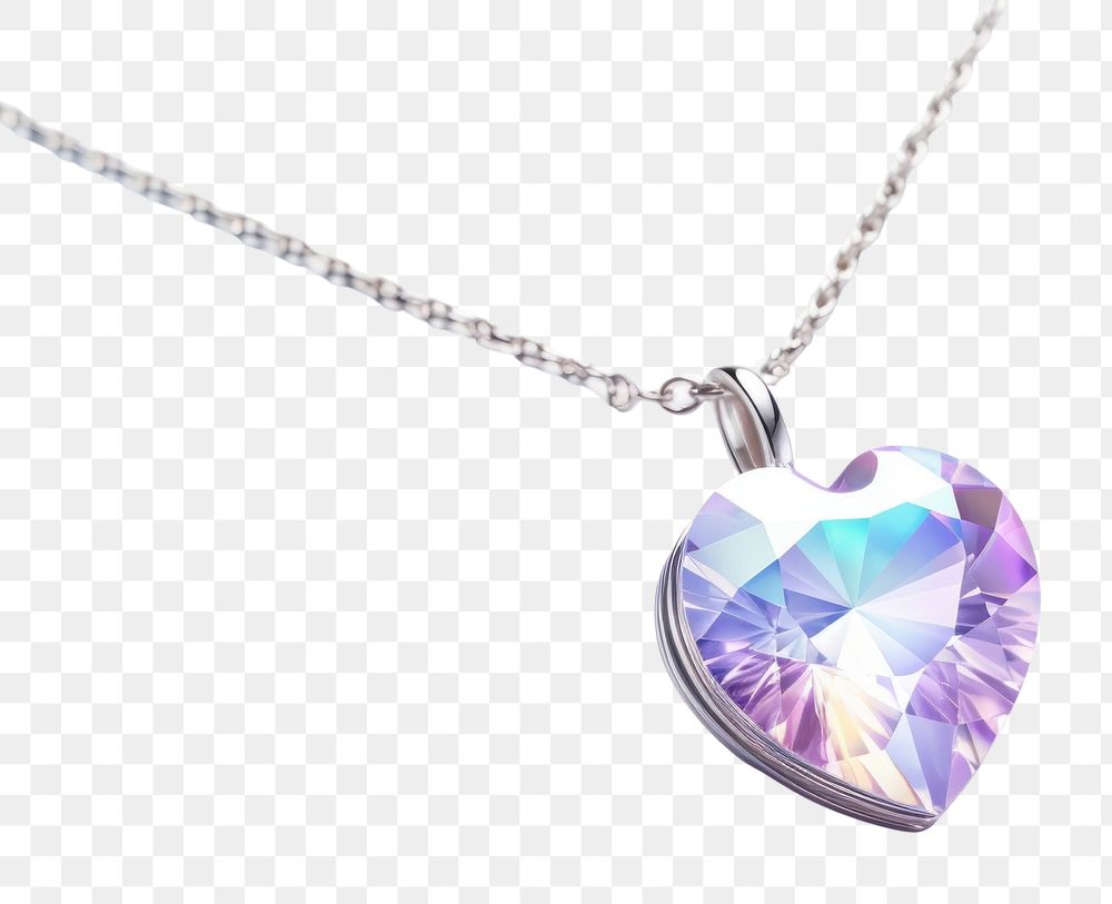 PNG  Small heart necklace iridescent gemstone jewelry pendant.