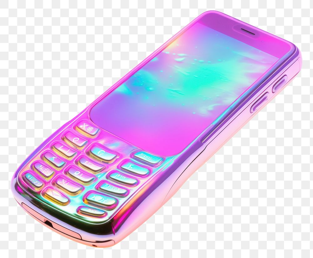 PNG  Phone iridescent white background electronics calculator.