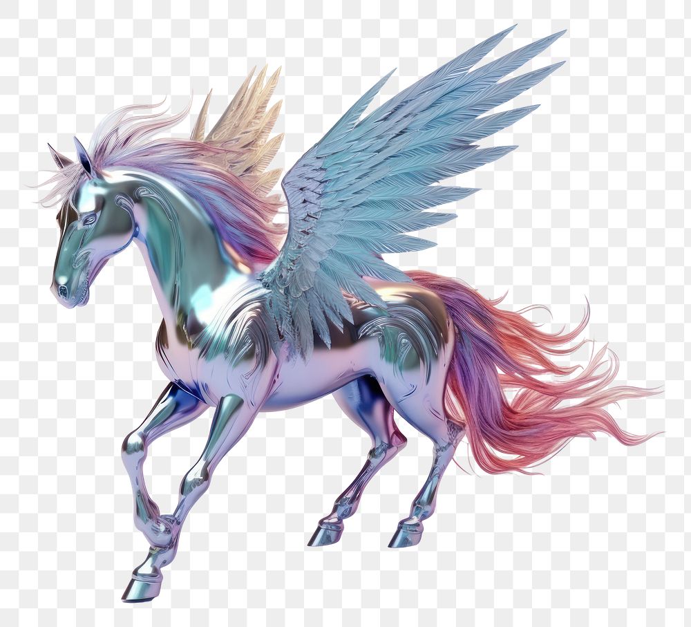 PNG  Unicorn with wings iridescent animal mammal horse.