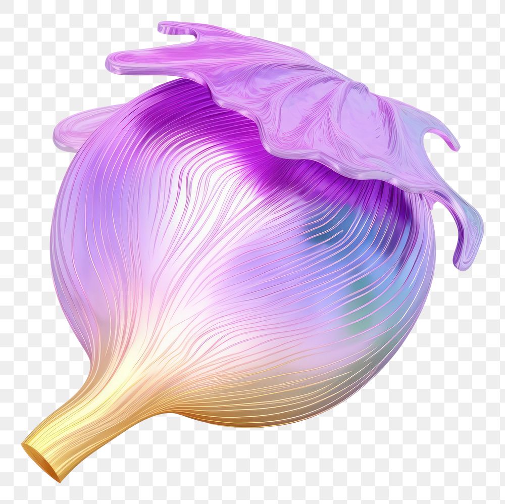 PNG  Vegetable icon iridescent purple garlic white background.