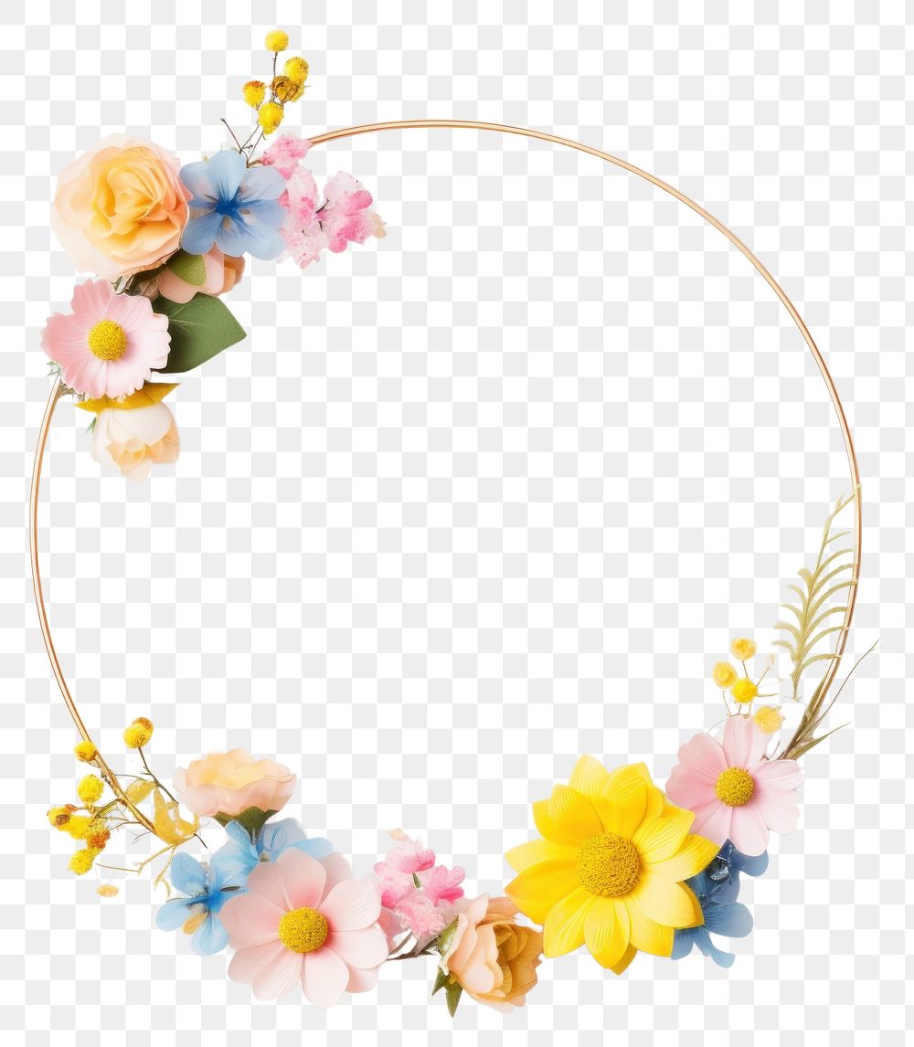 PNG  Flower wreath circle yellow.
