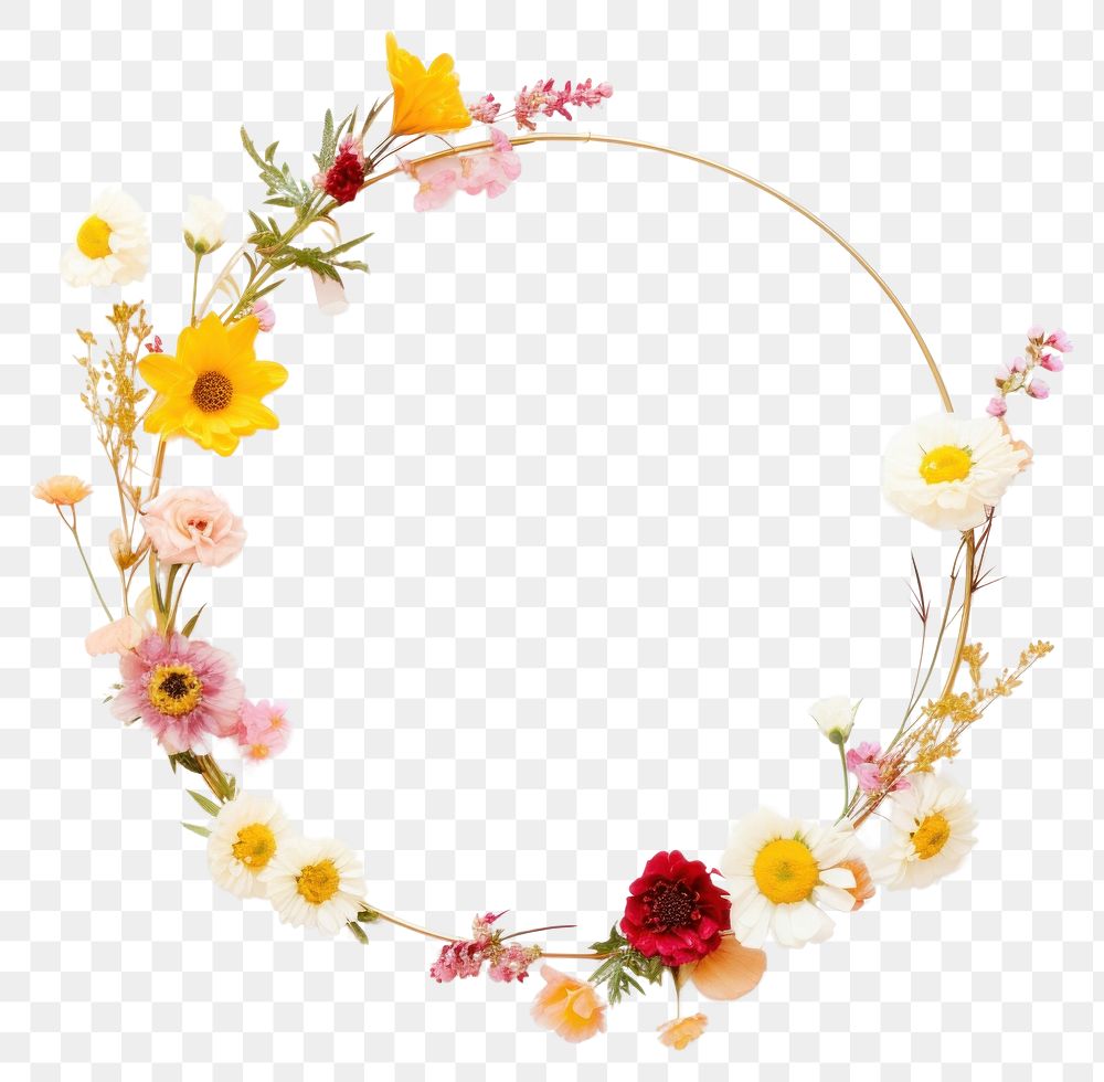 PNG  Flower circle wreath yellow.