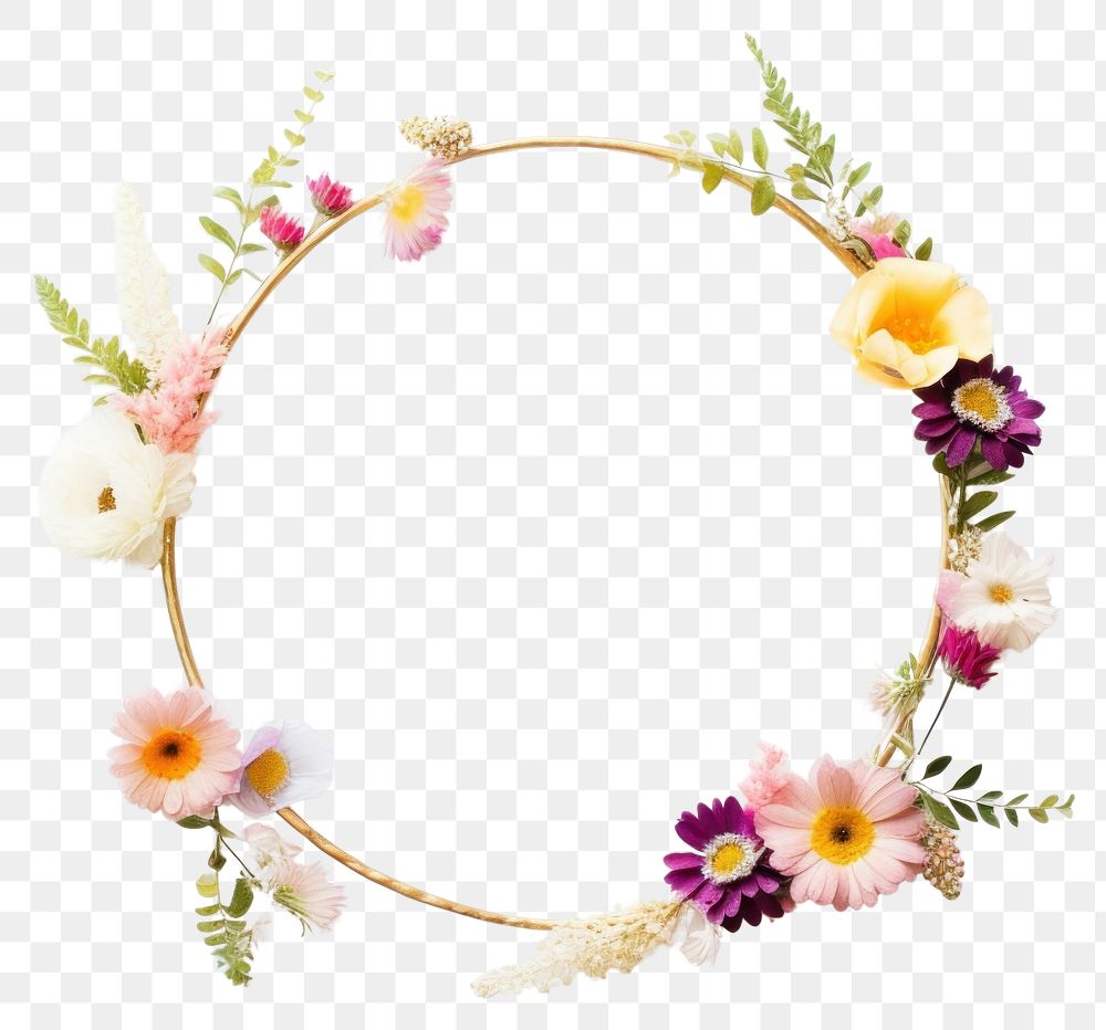 PNG  Flower circle wreath plant.