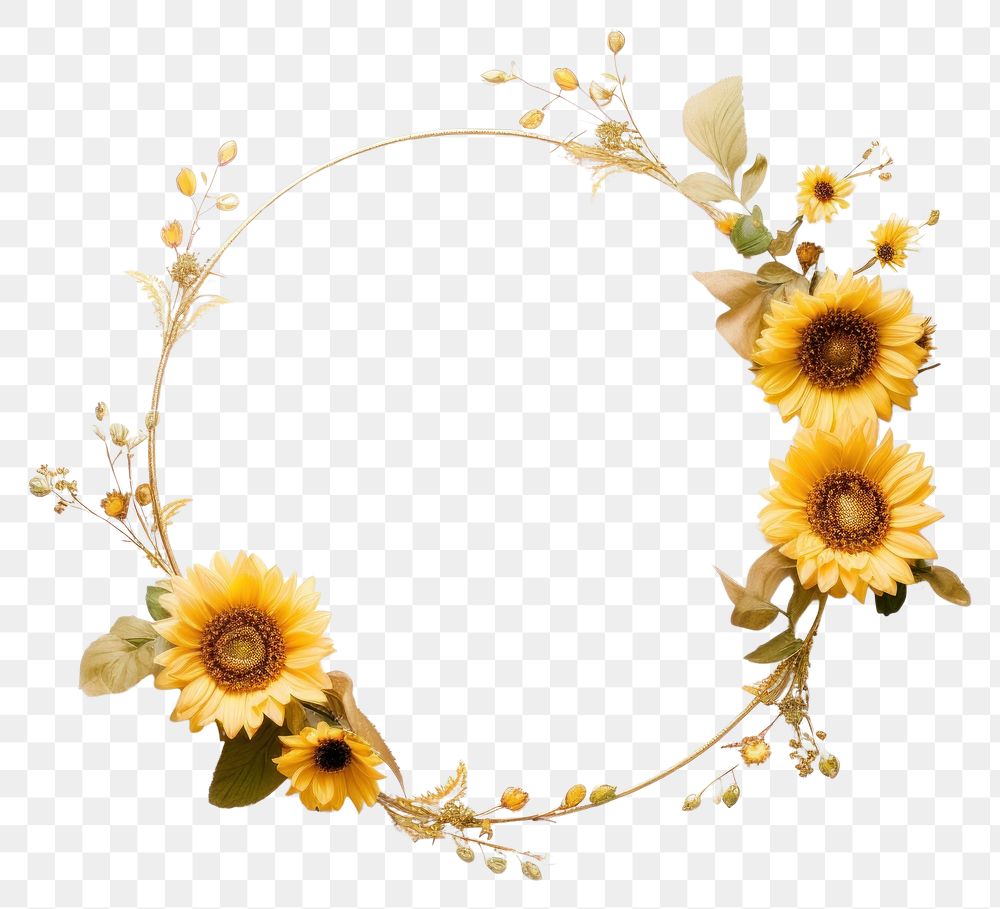 PNG  Sunflower wreath plant gold.