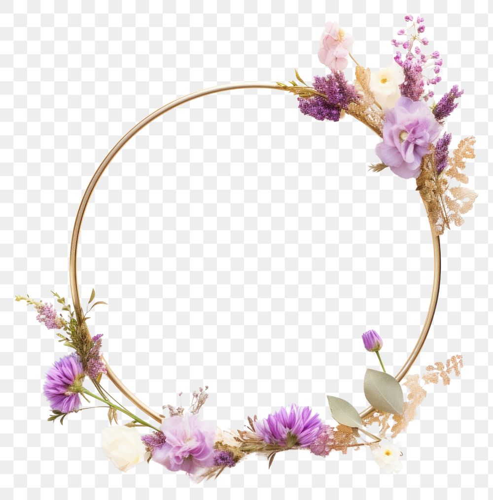 PNG  Flower purple jewelry wreath.