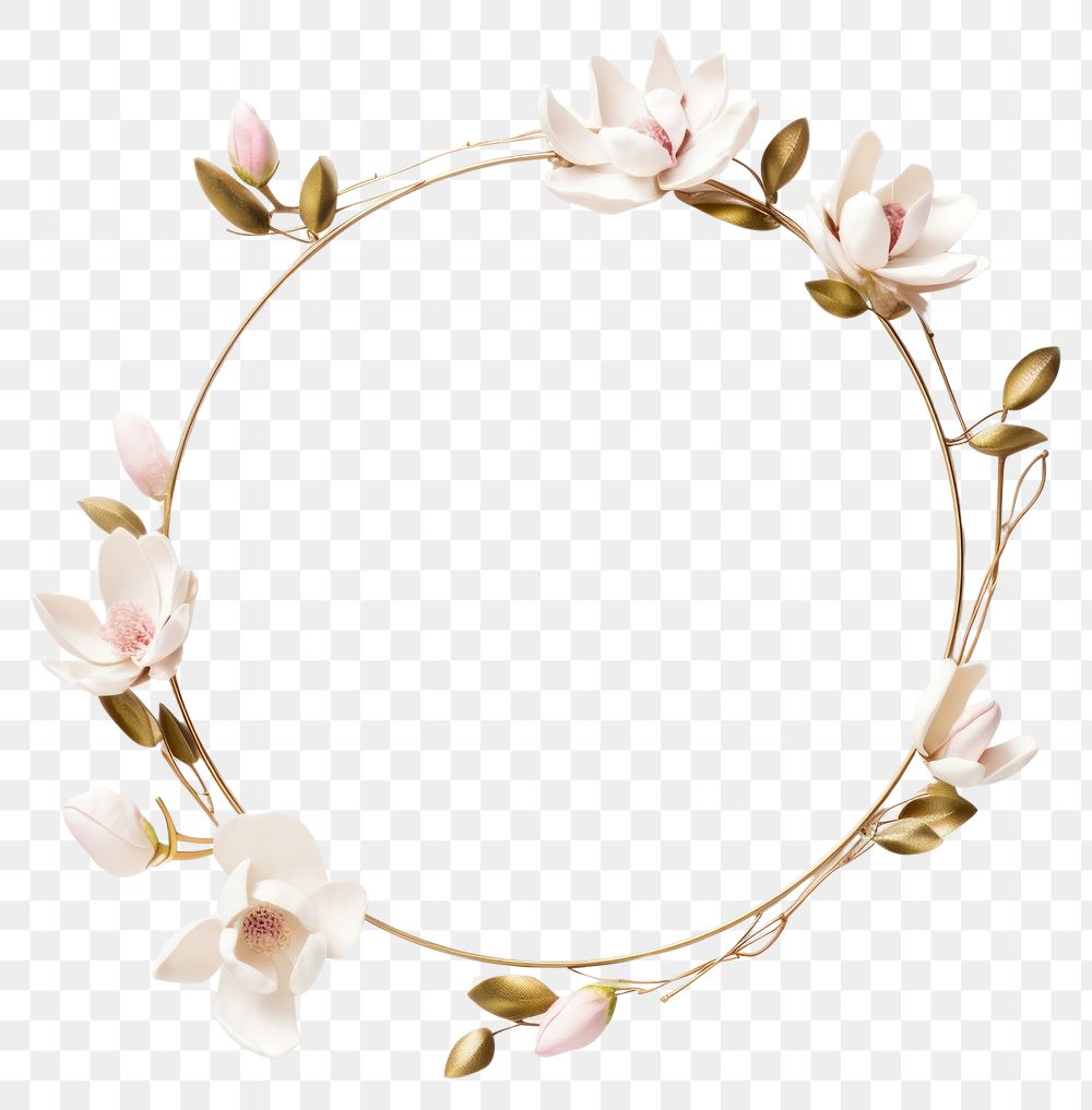PNG  Magnolia jewelry flower circle.