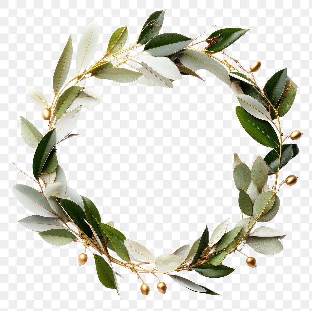 PNG  Wreath circle plant white background.