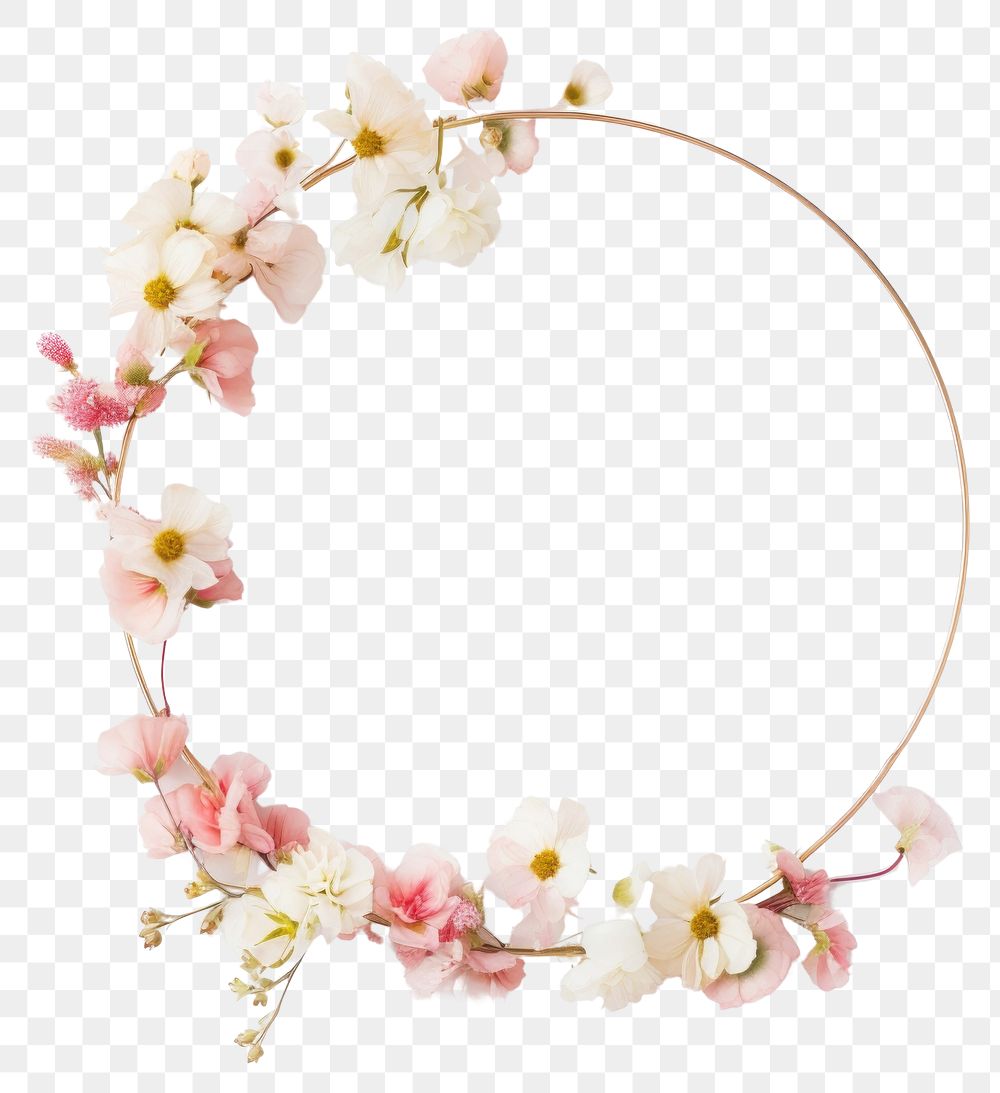PNG  Flower jewelry circle wreath.