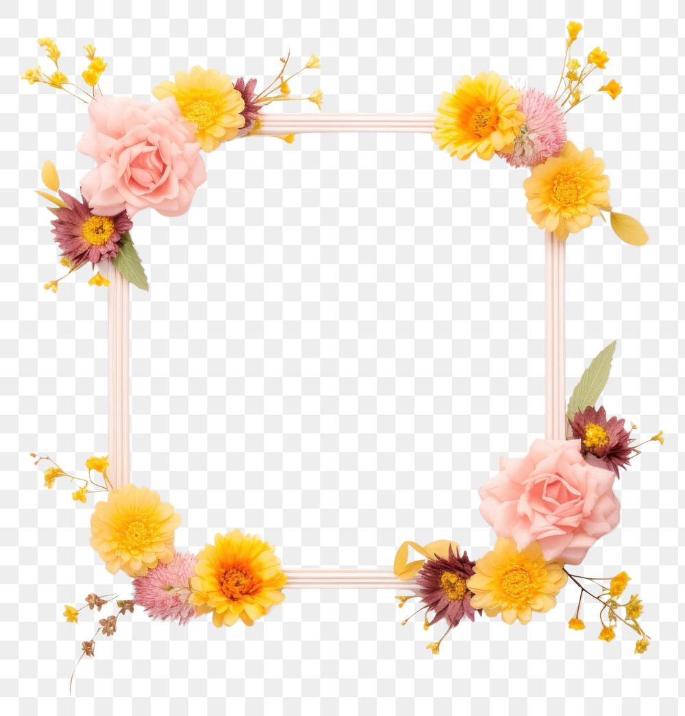PNG  Flower yellow wreath plant.