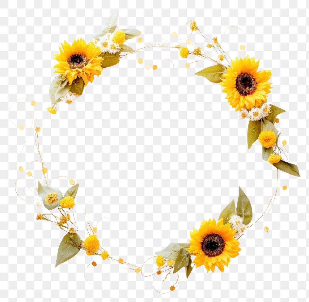 PNG  Sunflower jewelry wreath circle.