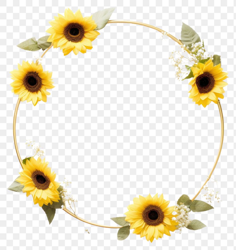 PNG  Sunflower jewelry circle wreath.