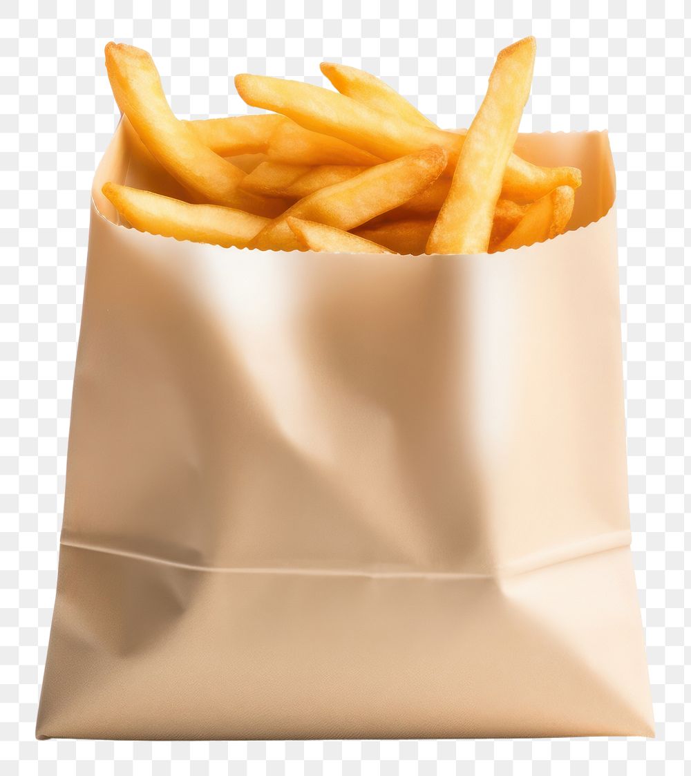 PNG  Snack paper bag mockup ketchup food white background.