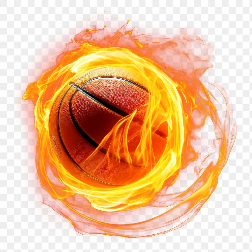 PNG Basketball yellow fire black background.