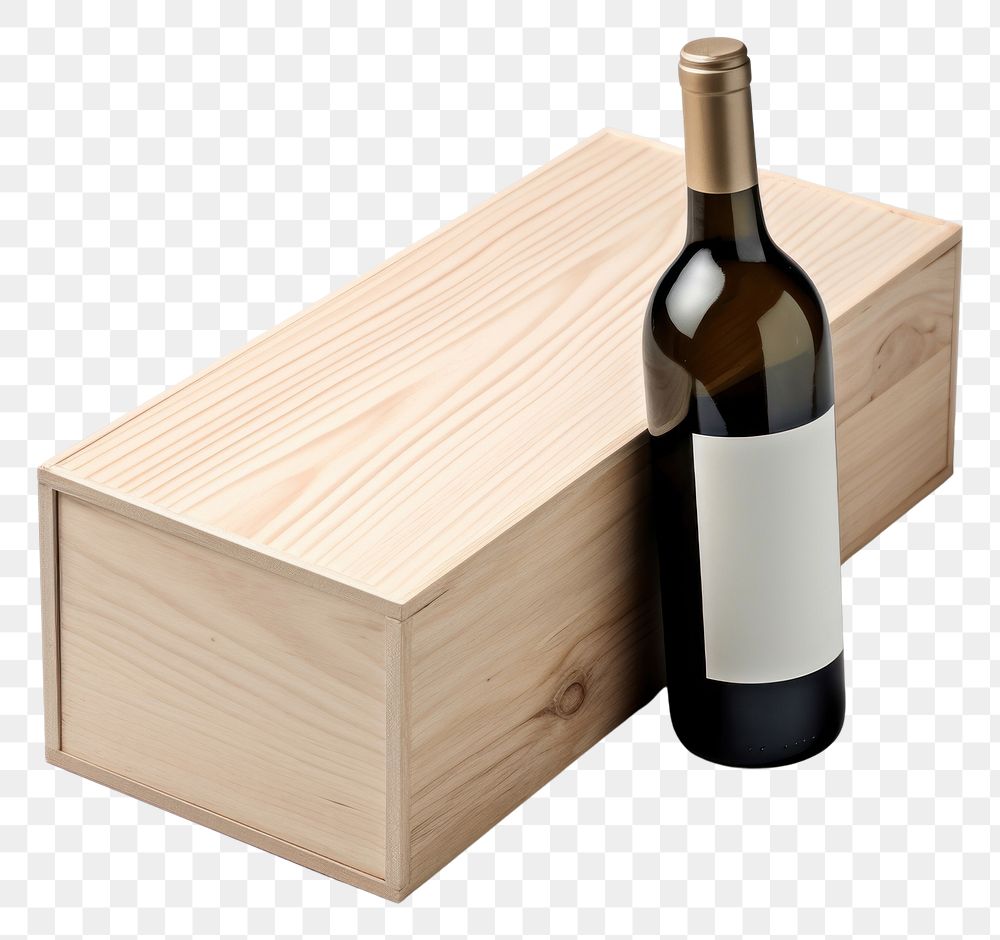 PNG Wooden wine box packaging mockup bottle refreshment delivering.