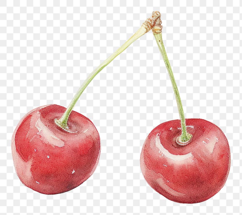 PNG Red cherries as line watercolour illustration cherry fruit plant.
