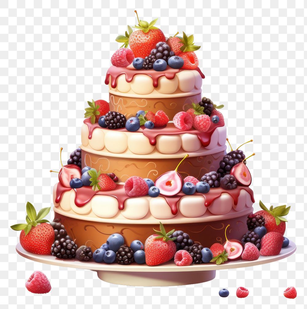 PNG Cake blueberry raspberry dessert.