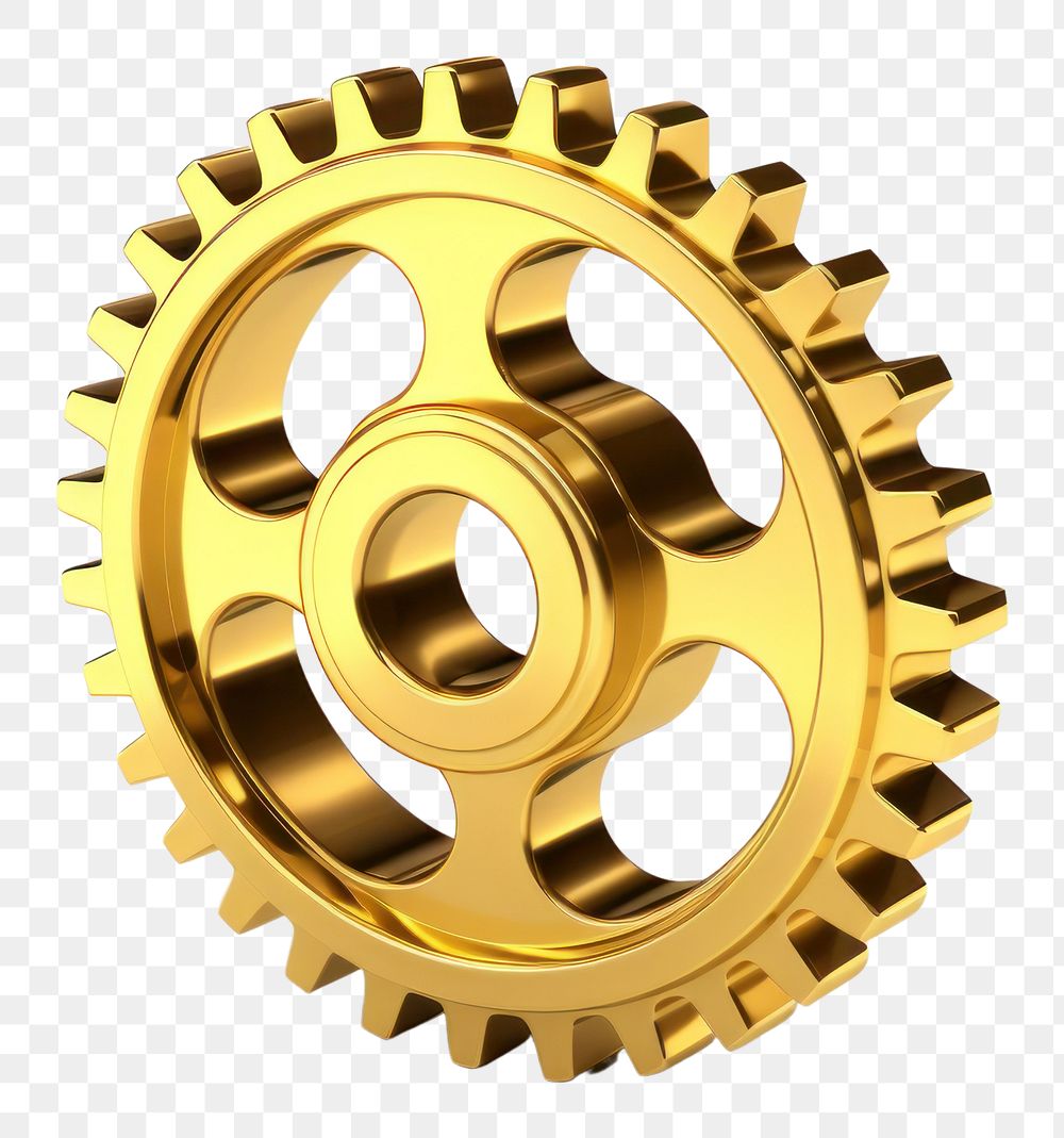 PNG Gear wheel gold white background.