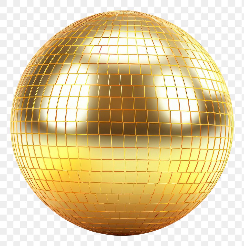 PNG Disco ball sphere gold white background.