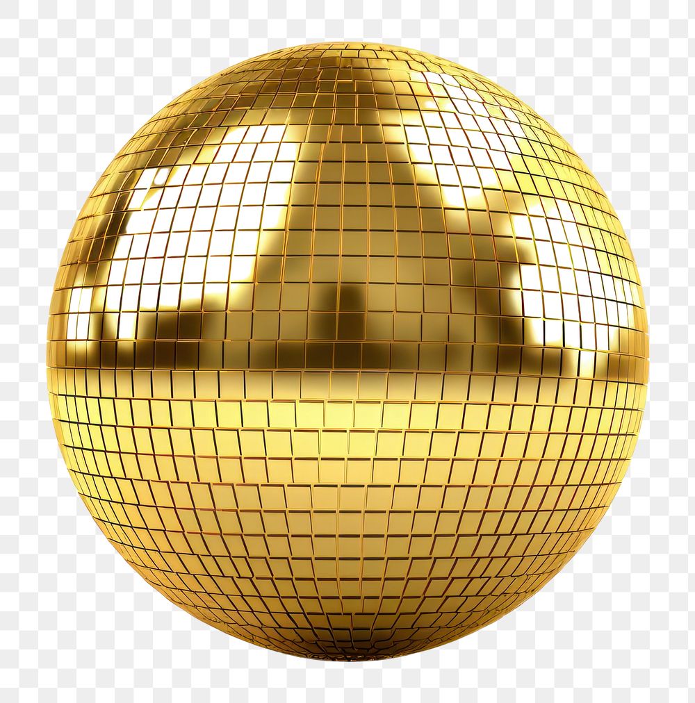 PNG Disco ball gold sphere white background.