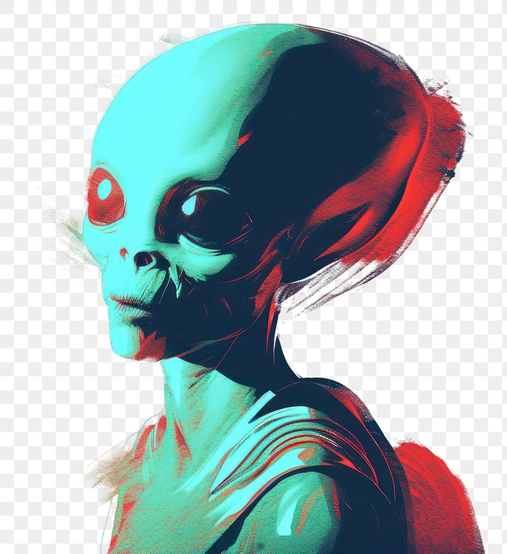 PNG Alien neon rim light illustration portrait adult alien.
