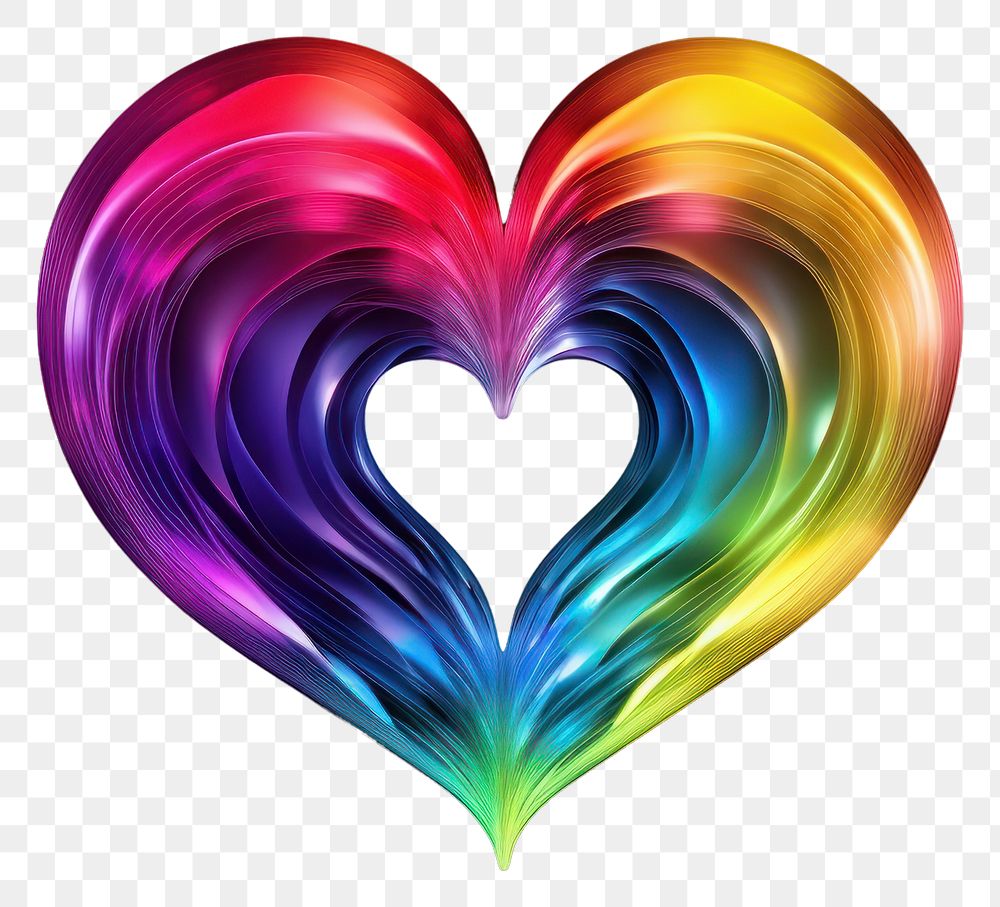 PNG Heart rainbow pattern light.