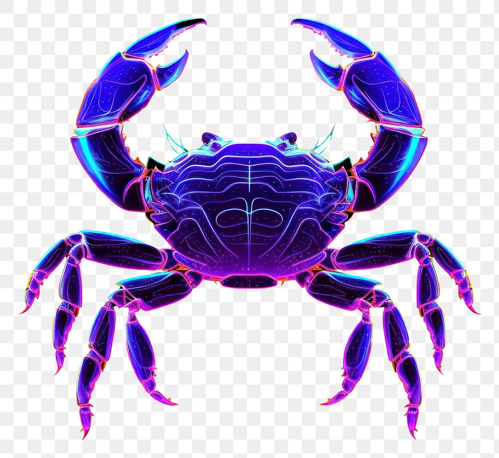 PNG Illustration crab neon rim light purple seafood animal.