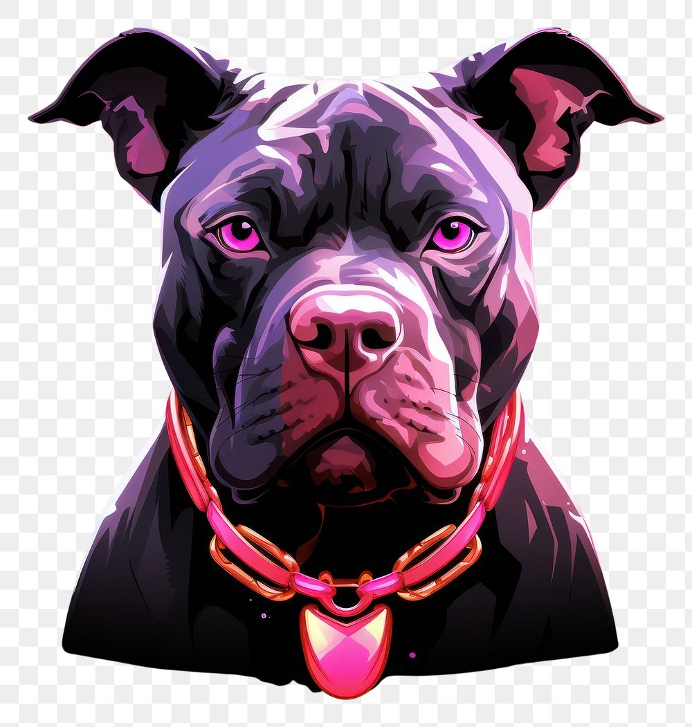 PNG Illustration American Bully neon rim light dog portrait bulldog.