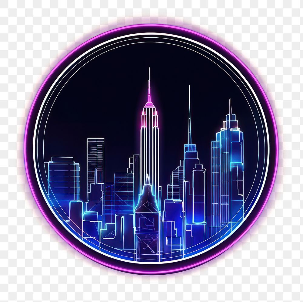 PNG Illustration new york neon rim light purple city blue.