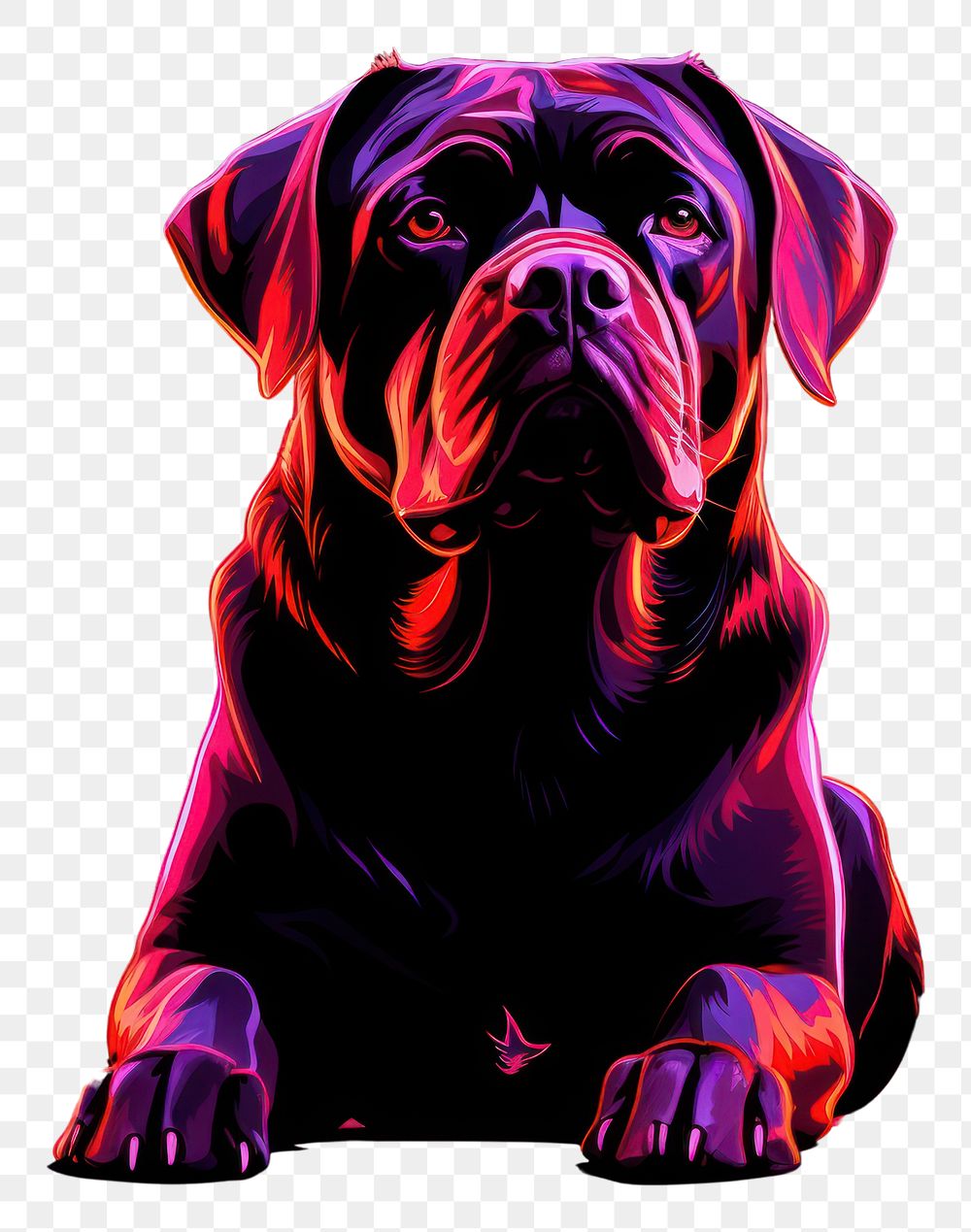 PNG Illustration Rottweiler neon rim light purple bulldog animal.