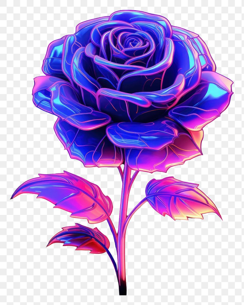 PNG Illustration rose neon rim light purple flower plant.