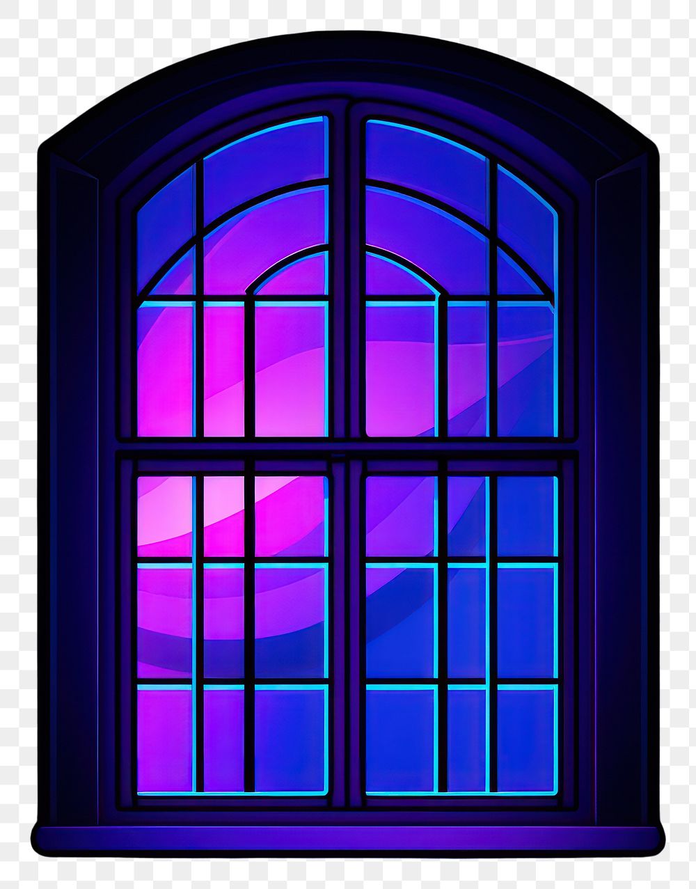 PNG Illustration window Neon rim light purple line blue.