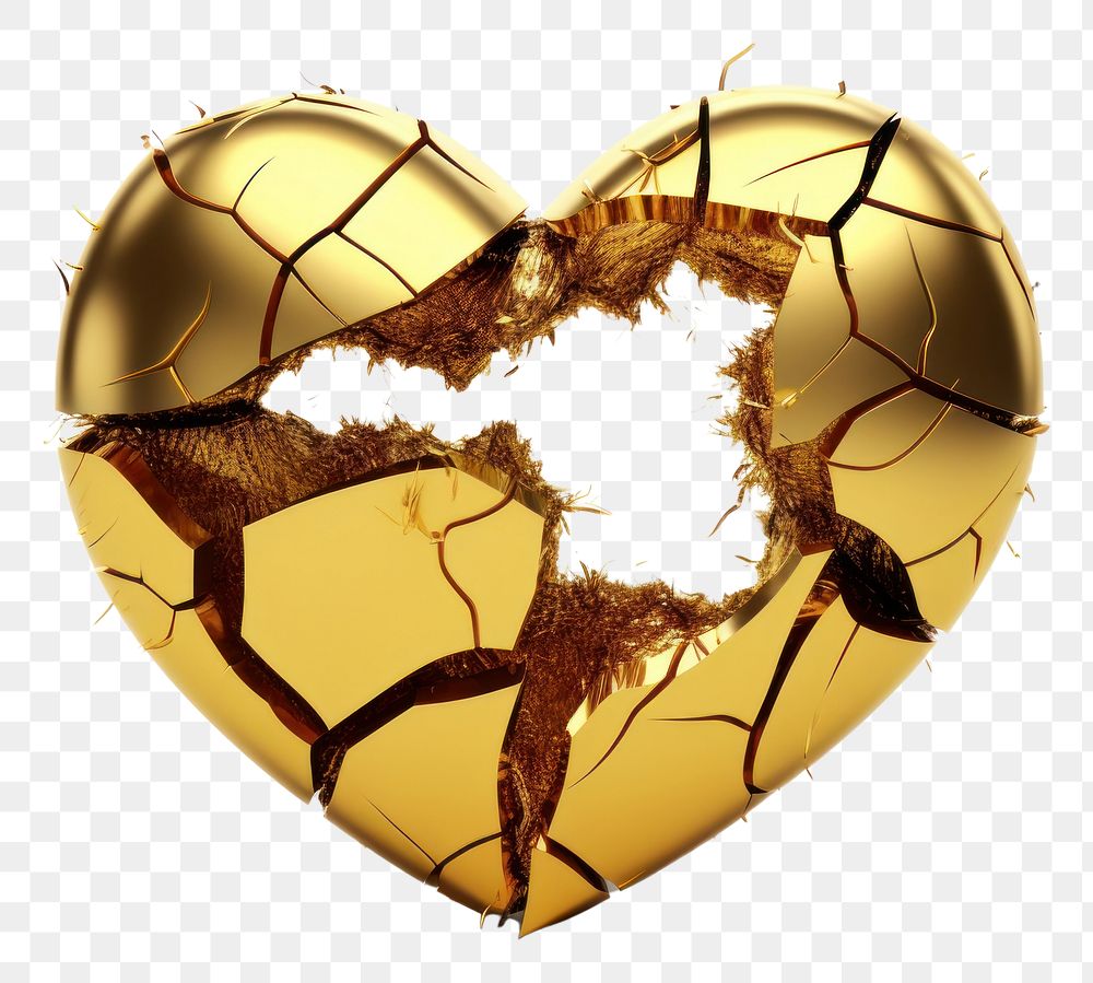 PNG Broken heart broken gold white background.