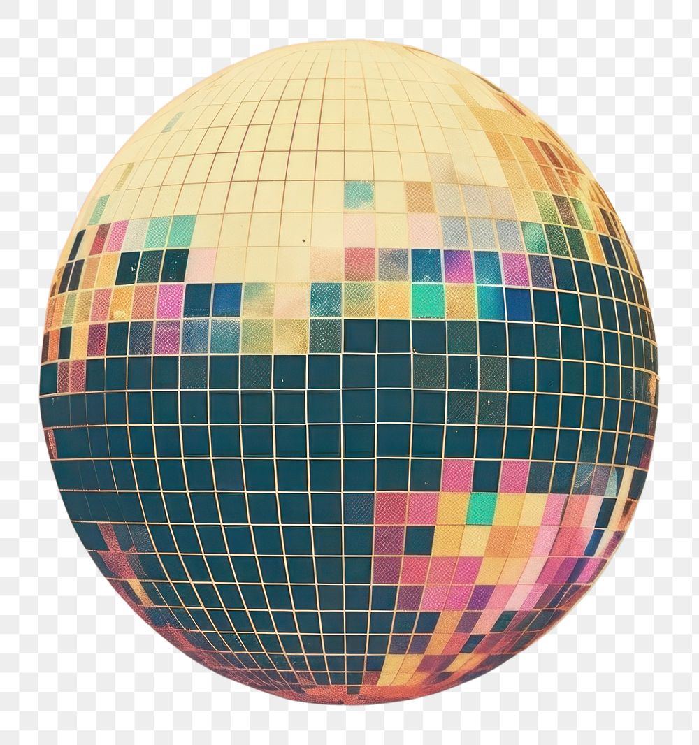 PNG Collage Retro dreamy disco ball astronomy sphere planet.